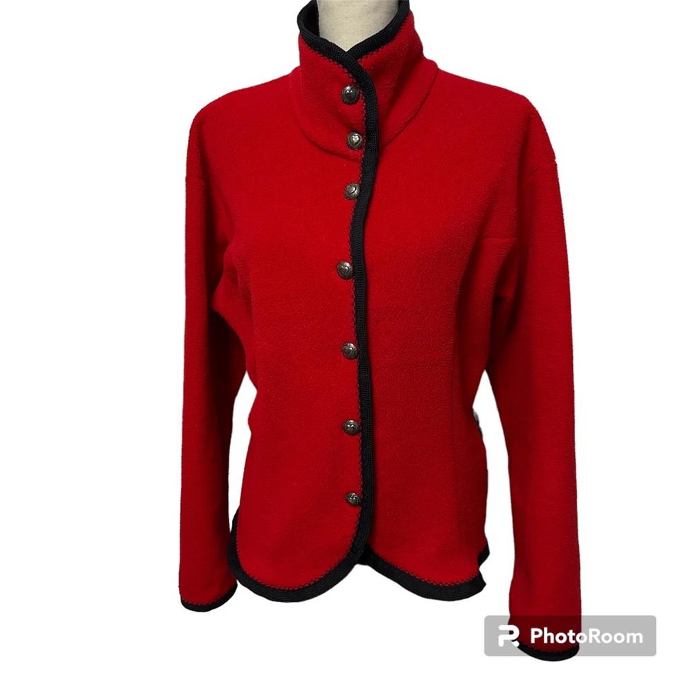 Obermeyer vintage red Fleece jacket heart buttons large
